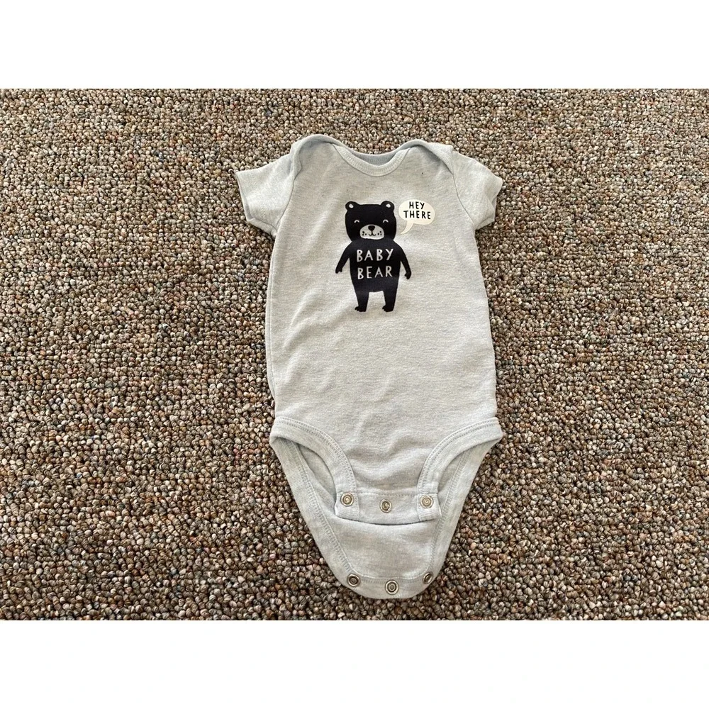 Carters Boys Hey There Baby Bear Blue‎ Bodysuit 3M